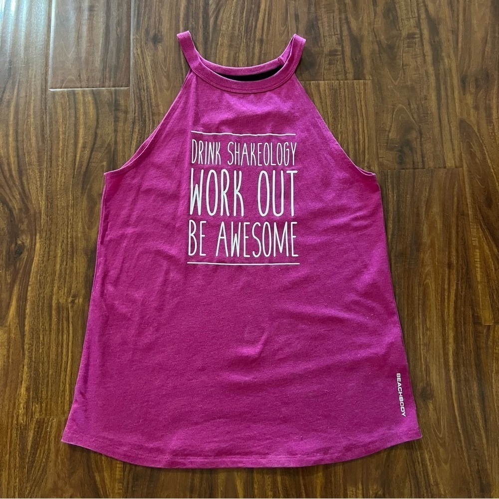 Beachbody Work Out High Neck Tank Top size medium Magenta Pink